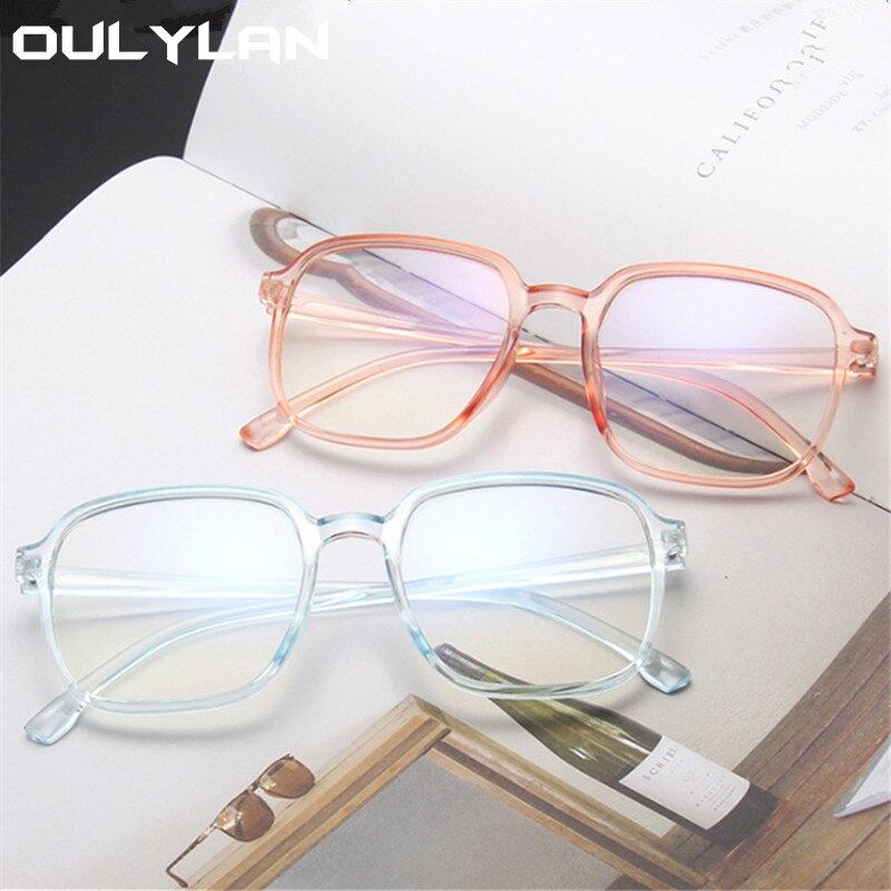 Oulylan montura transparente de anteojos para mujer Retro antiluz azul gafas de ordenador para hombres Trend monturas de gran tamaño para gafas