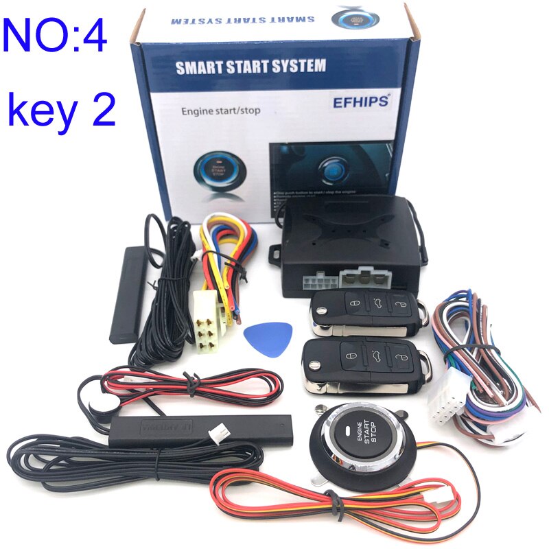 Universal auto start stop keyless entry system engine start alarm system push one-button start system remote car accessories: NO.4 key2