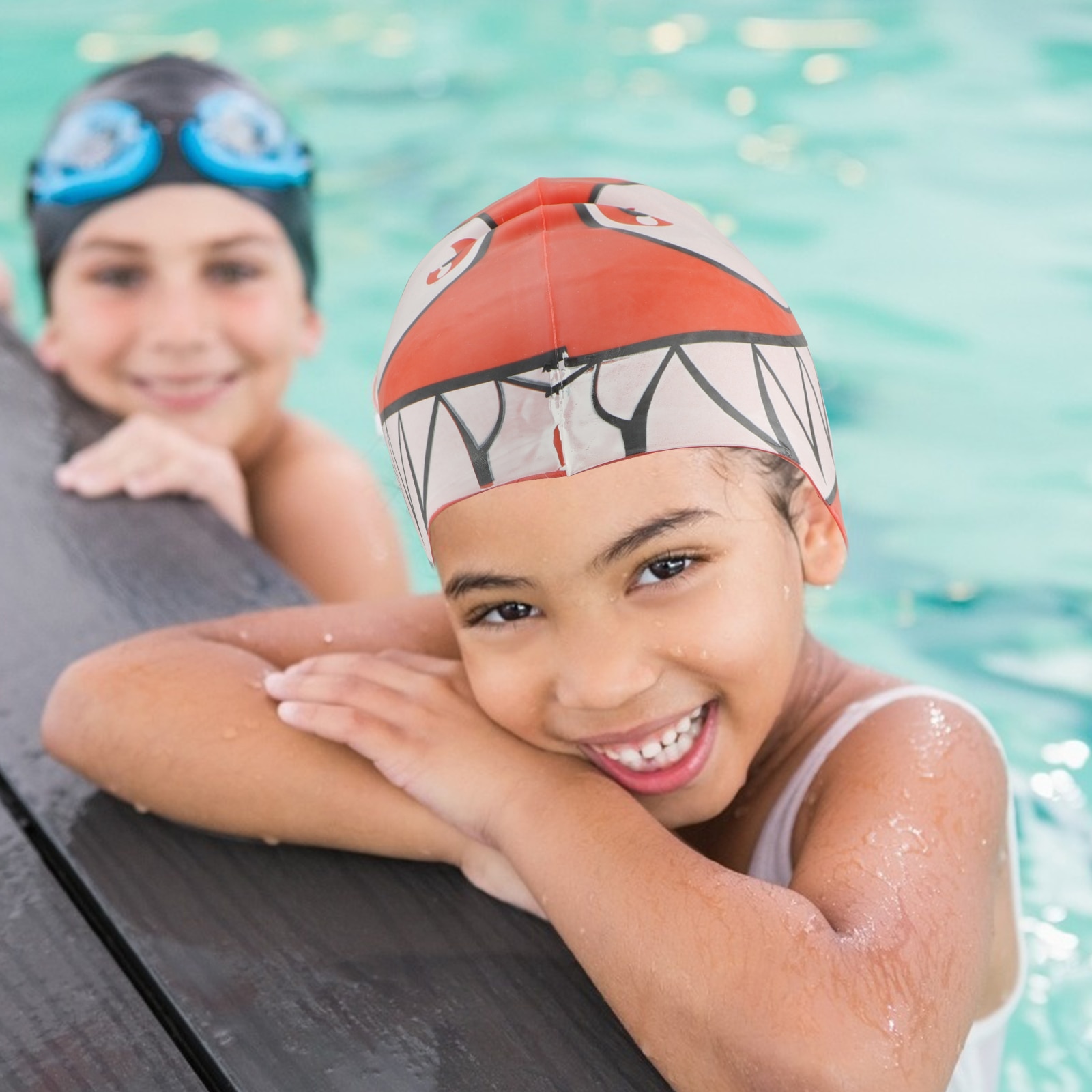 3pcs Fish Shape Swim Cap Practical Waterproof Swimming Hat Swim Hat for Child Kid