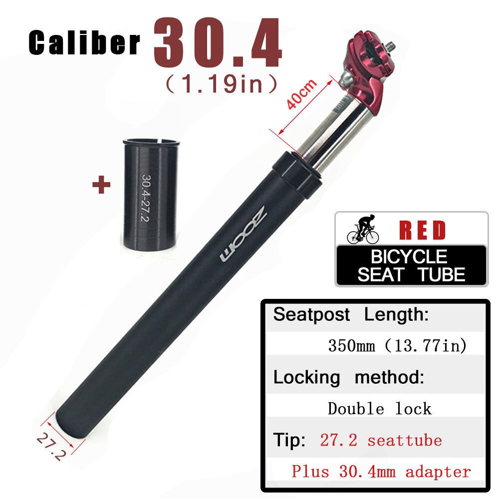 ZOOM Bike Sattelstütze MTB Schock Absorbieren Alu Berg Fahrrad Rohr Suspension Sitz post 27,2 28,6 30 30,1 30,8 30,4 30,9 31,6 33,9 MM: 30.4 Red