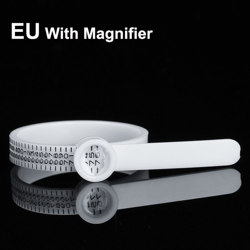 1Pc Ring Sizer UK/US/EU/JP Wedding Official Finger Measure Gauge Men and Womens Sizes A-Z Jewelry Accessory Measurer: Magnifier-White-EU