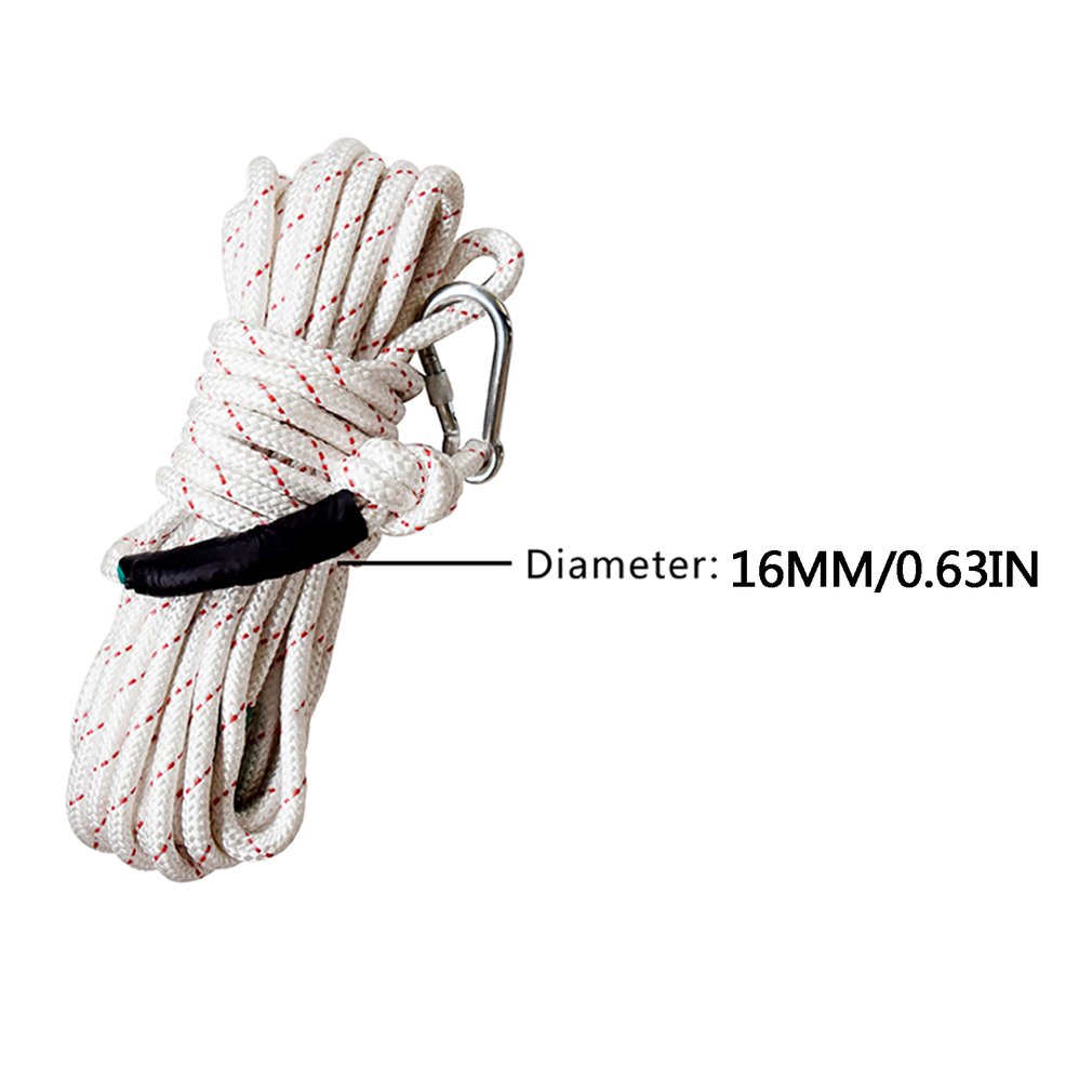 Static Outdoor Rock Climbing Rope with Carabiner, Tree Climbing Gear for Outdoor Activities Safety Rope