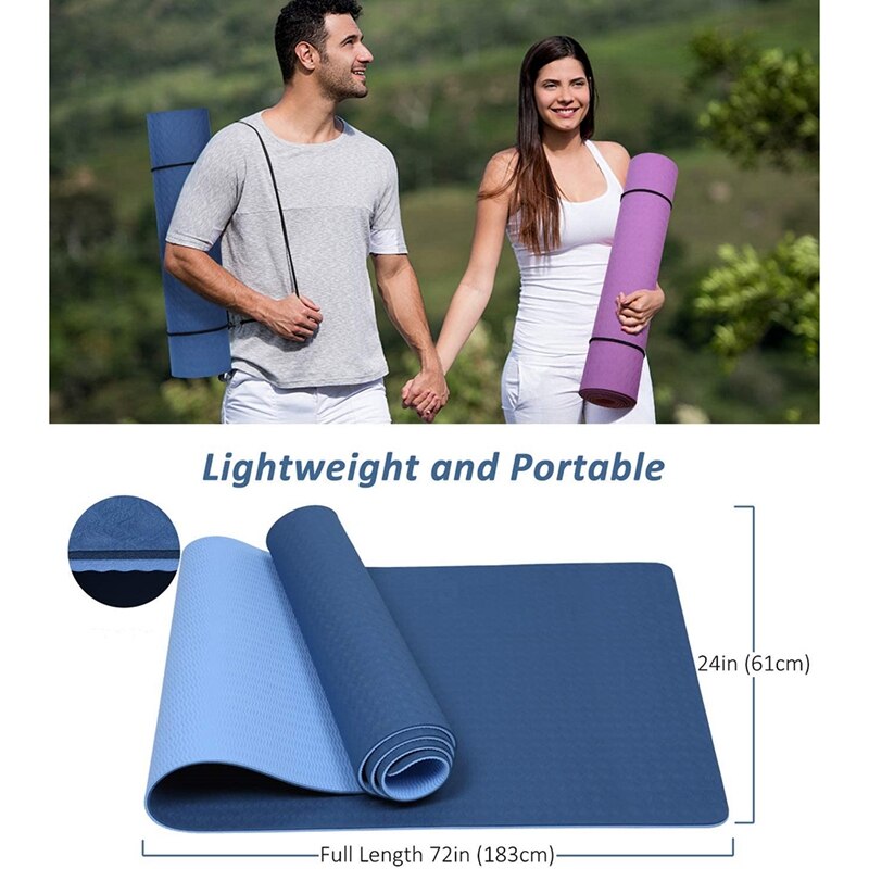 Yogamatte, umweltfreundliche seil-fitnessmatte mit tragegurt für yoga, pilates und bodenübungen, -183 x 61 x 0.8cm cm