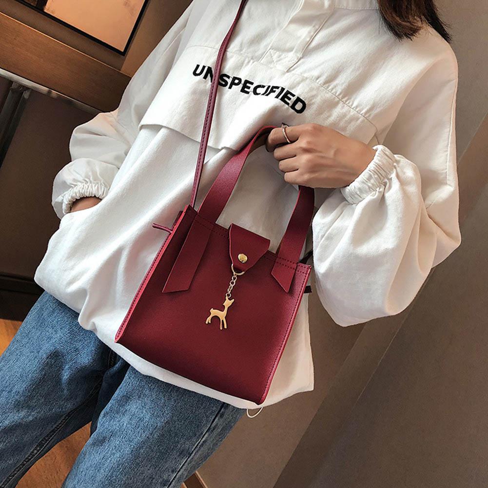 PinShang Schoudertas Mode Eenvoudige Messenger Bag Herten Ornamenten PU Lederen Handtassen Effen Kleur Telefoon Coin Bag girl Clutch