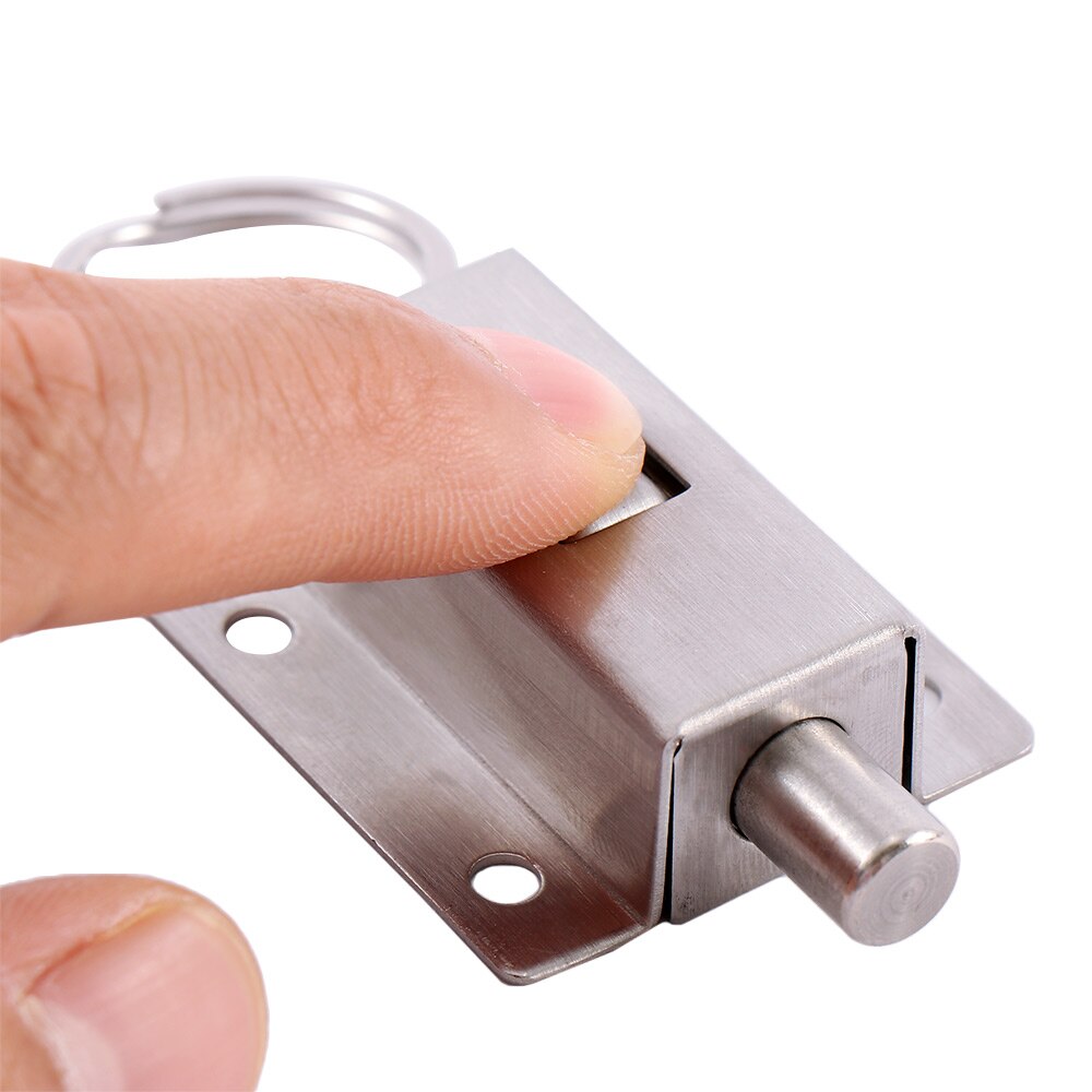 3 Inch Long Stainless Steel spring Door Latch With Button Slide Lock Barrel Bolt Window Cabinet Fitting Room Accessories