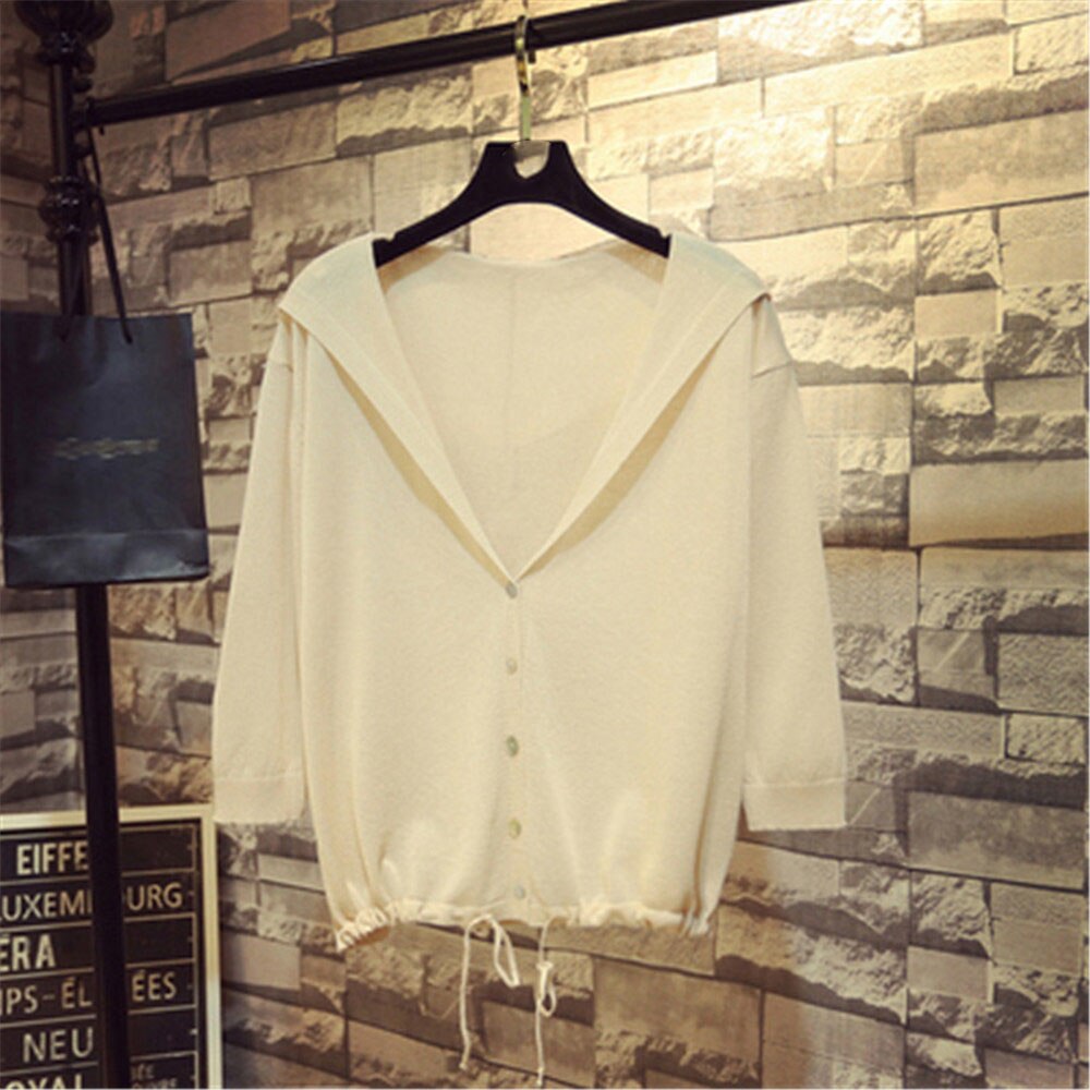 Cardigan com capuz fino, feminino, primavera/verão, laço, decote em v, design curto, solto, capa, outerwear: apricot