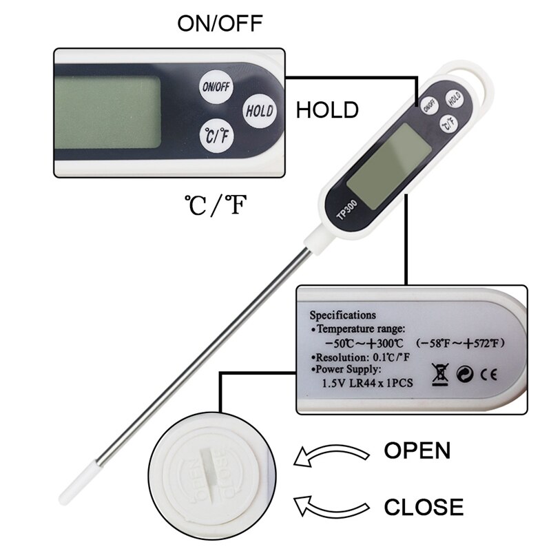 Digital Food Thermometer Meat Cooking BBQ Probe Temperature Meter