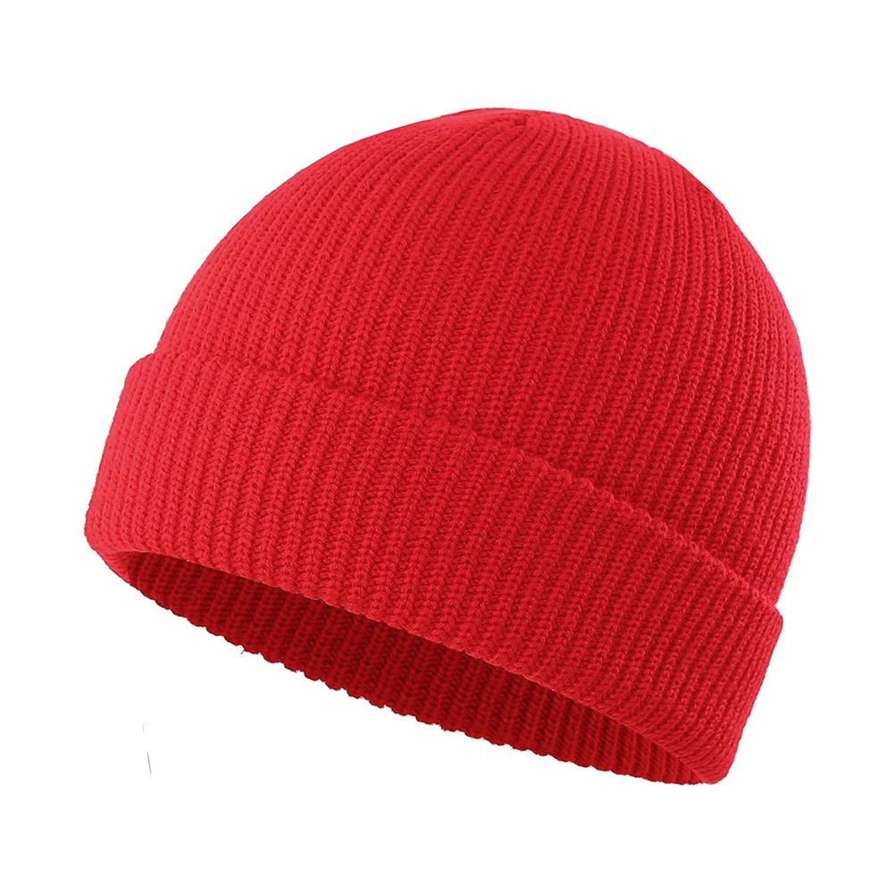 Gorro de lana de Color liso para hombre y mujer, gorro cálido con puño de punto, elástico, para ciclismo al aire libre, pesca y deportes, Invierno