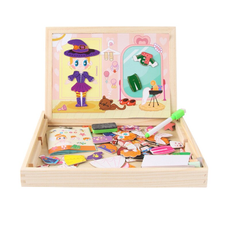3D Wooden Magnetic Puzzle - Figures, Animals, Vehicles, Drawing Board - Educational Toy for Kids