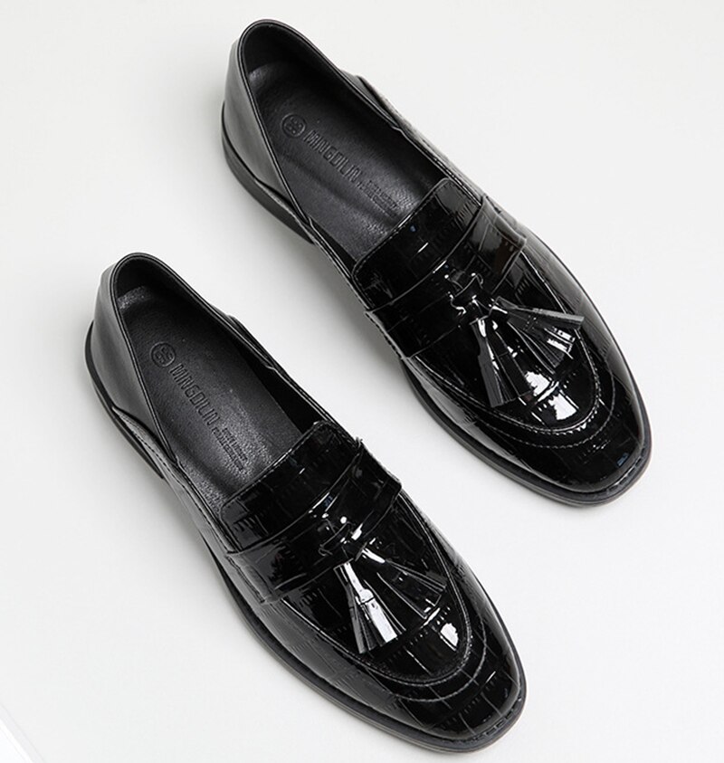 Zapatos de cuero japoneses para mujer, mocasines con flecos de cocodrilo, sin cordones, estilo Oxford, con borlas