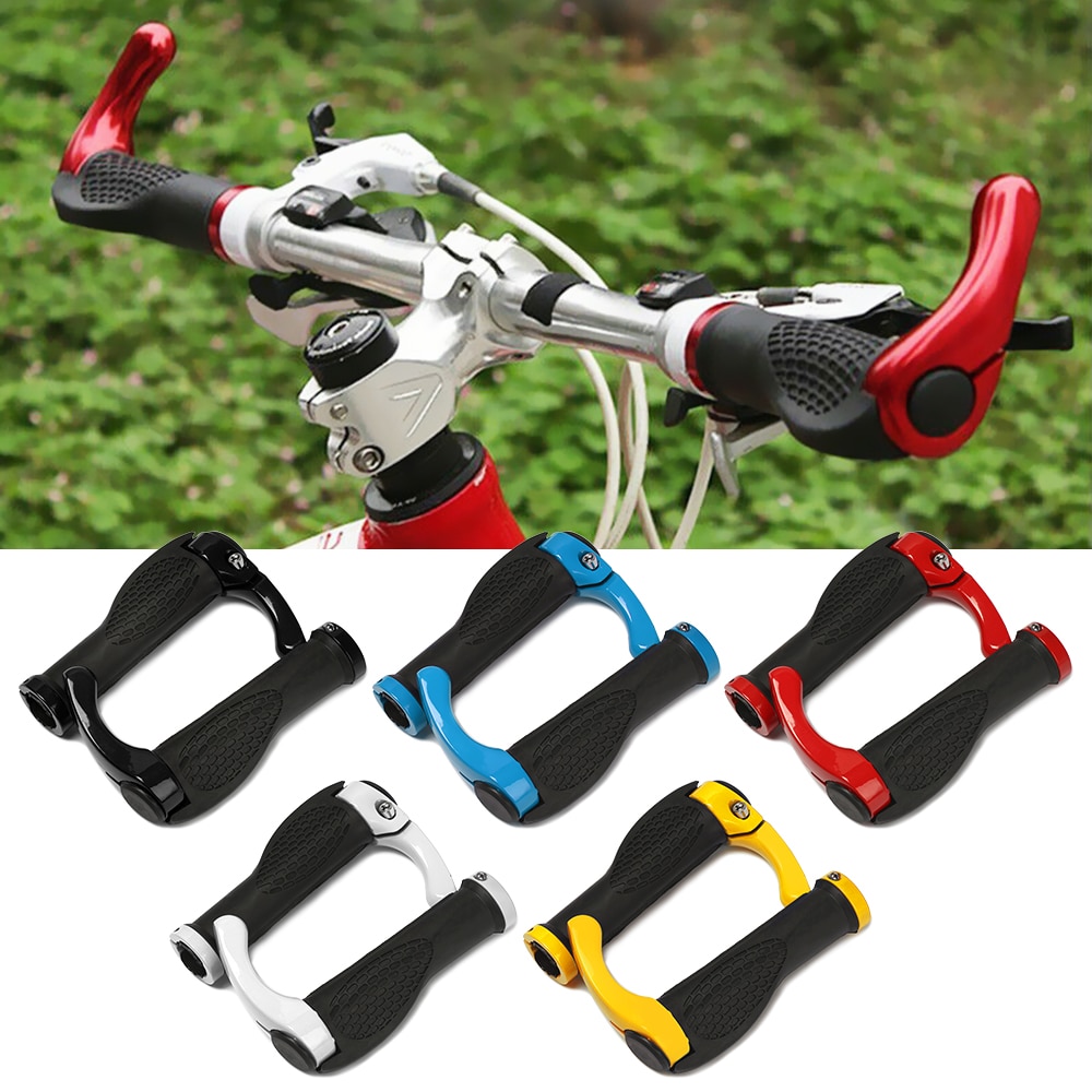 2 uds bicicleta MTB ergonómico mango ranura suave empuñaduras de manillar de goma ciclismo bloqueo manillar bicicleta accesorios