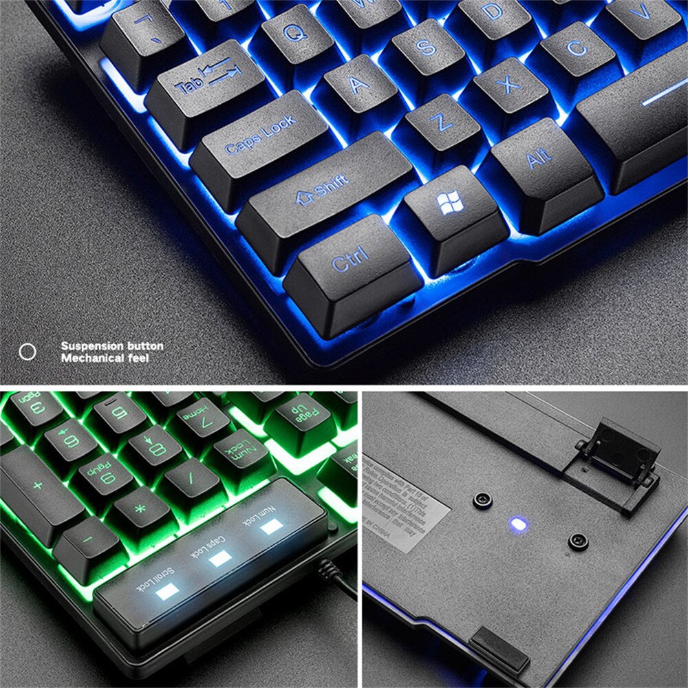 T9 Rainbow Backlight Usb keyboard+mouse Set Ergonomic Gaming English Keyboard And Mouse Set for PC Laptop Gamer #M28