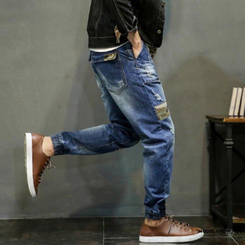 Jean Baggy déchiré pour hommes, pantalon crayon déchiré avec trous coniques, décontracté, Hip Hop, grande taille, S-4XL: M