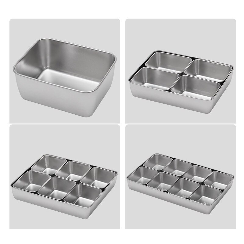 1-4-6-8Grids 201Stainless Steel Seasoning Box Rectangle Hotel Kitchen Supplies Multifunction 2020NEW Utensils