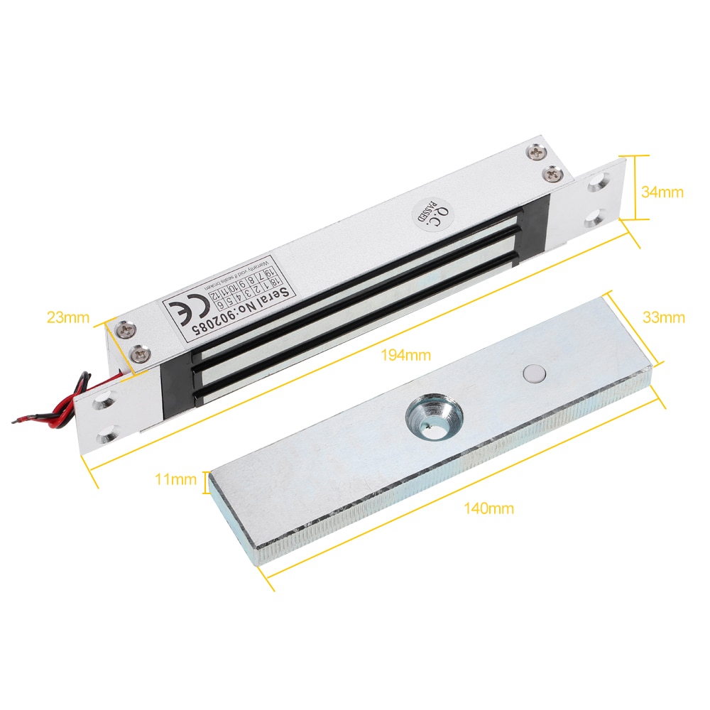 Single Door 12V Electric Magnetic Electromagnetic Lock Door Lock 350KG Tensile Force for Access Control