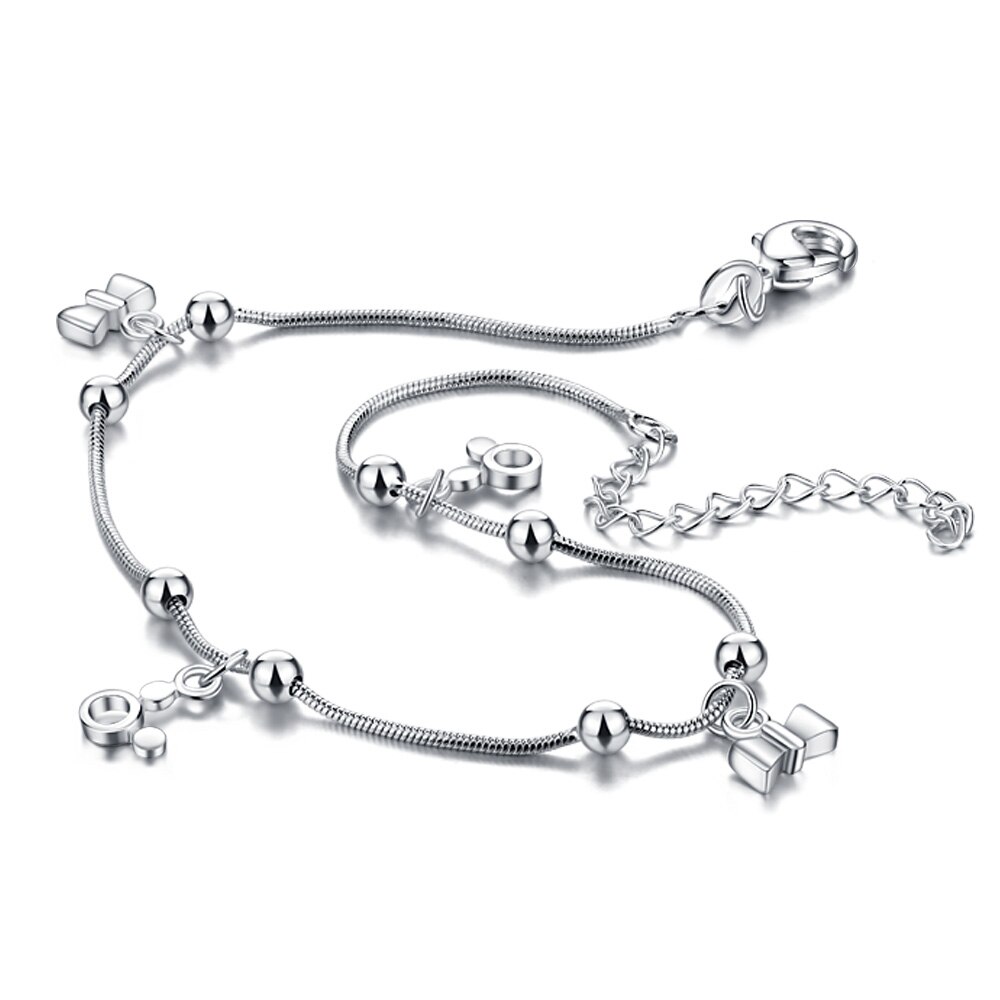 Tobillera de mariposa de plata Vintage para mujer, corazón bohemio, cadena de plata sólida 925, joyería de Pie femenino atractiva para mujer