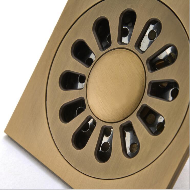 Antiek Messing Gesneden Flower Art Badkamer Accessoire Afvoerputje Afval Grate100mm * 100Mm