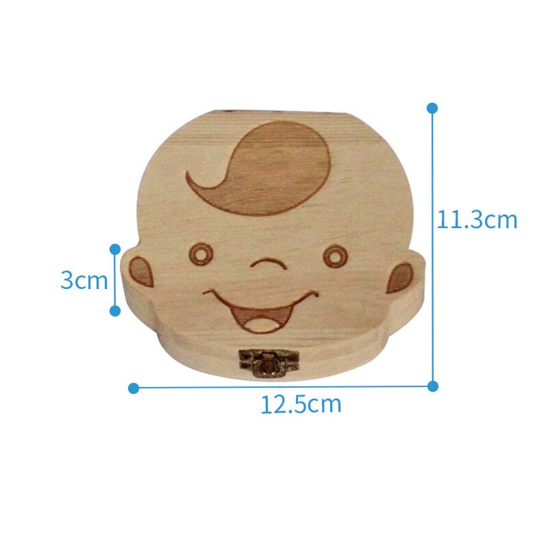 1 stk spansk engelsk russisk baby træ tandkasse mælketænder opbevaring indsamle legetøj tænder navlestreng gem legetøj til baby barn