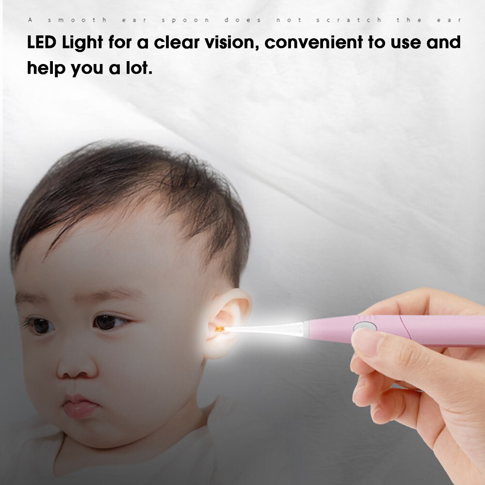 Baby öronvax renare led ljus öron rengöring öronpetare öronvax remover lysande öron curette ljus sked hälsovårdsverktyg för barn