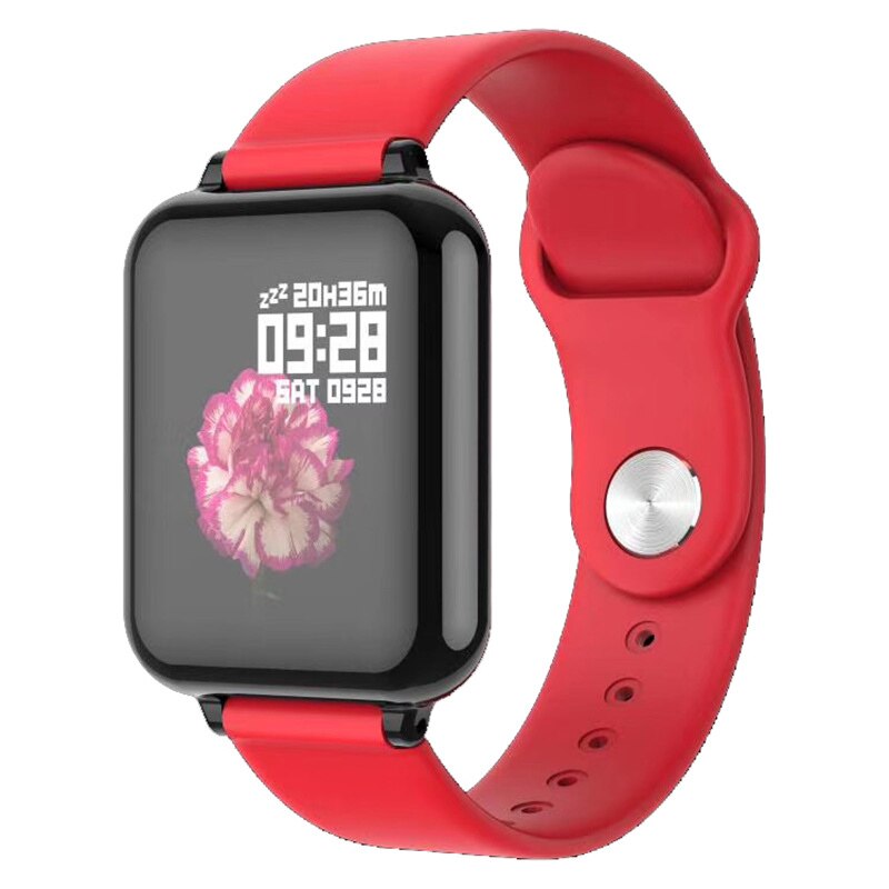 100% Original B57 Smart Bracelet Blood Pressure Fitness Tracker Waterproof IP67 Bluetooth Smart watch B57C Sport Band Wristwatch: Red