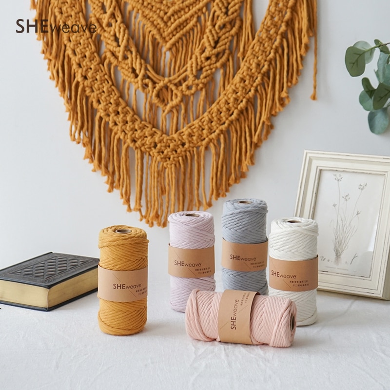 Single Strand Macrame Cord, Macrame rope 4mm×50m(54yd) Colorful Cotton Cord for Macrame supplies,Wall Hanging