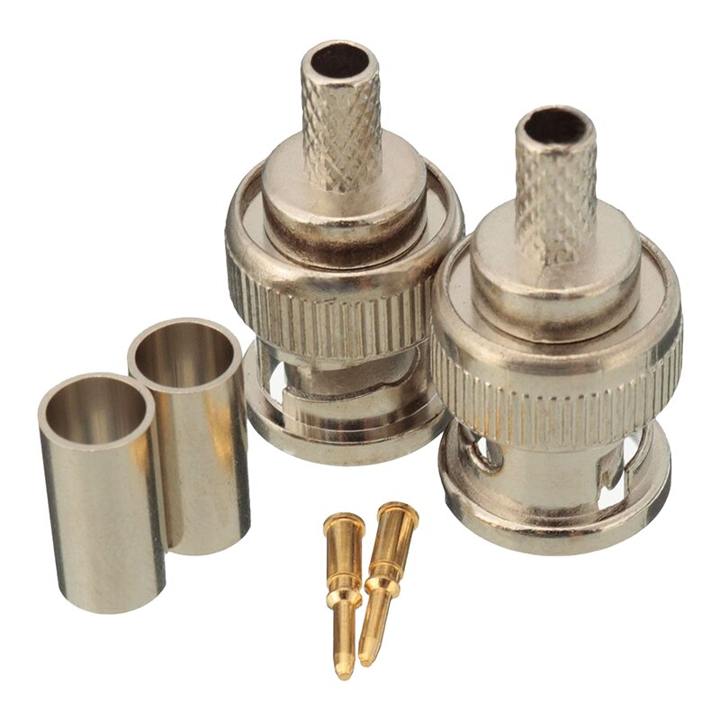 10 Sets 3-Piece BNC Male RG58 Plug Crimp Connectors
