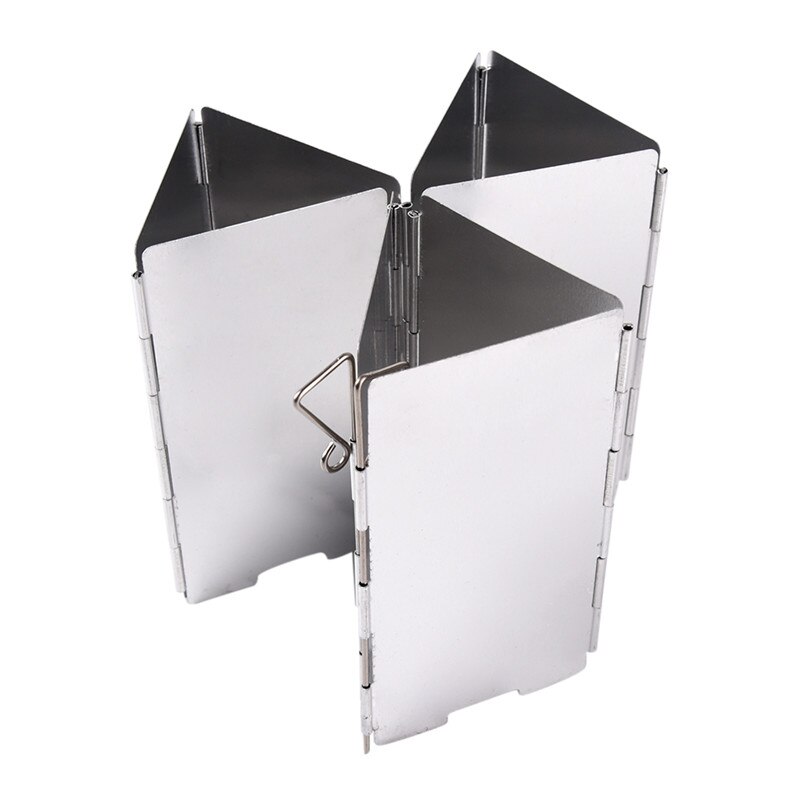 9 Plates Strong Wind Shield Deflector Folding Windscreen Guard Outdoor Camping Barbecue Picnic Stove Burner Furnace Protection