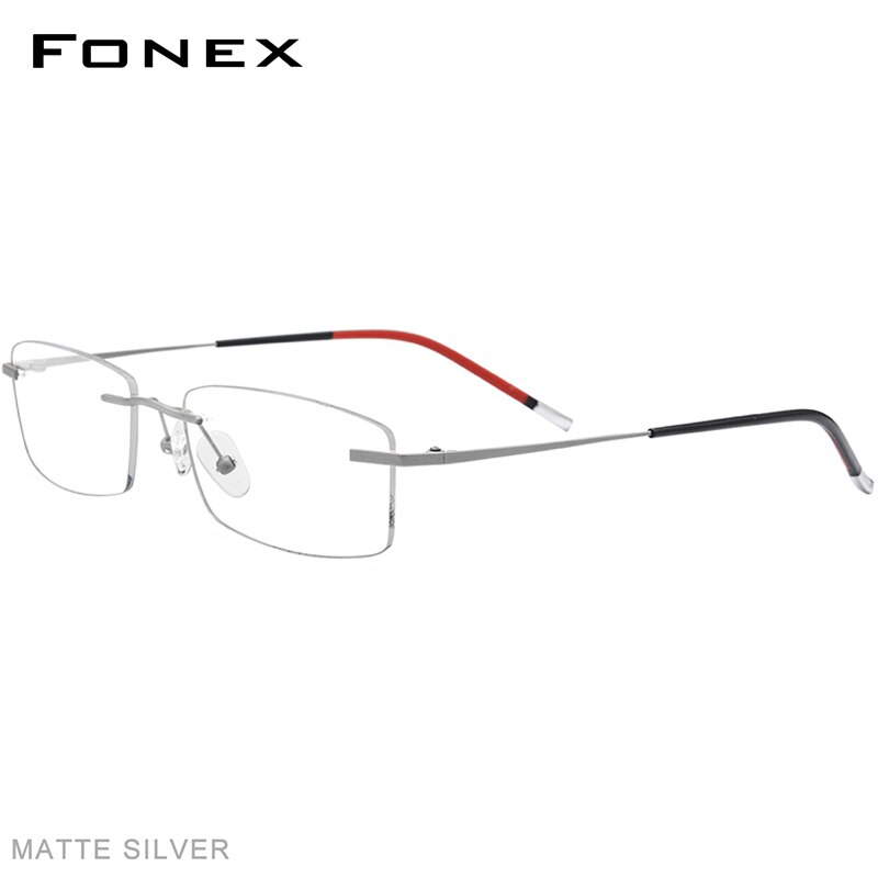 Fonex b titanium kantløse briller mænd recept briller stel kvinder ultralette nærsynethed optisk rammeløs koreansk briller 9608: Mat sølv
