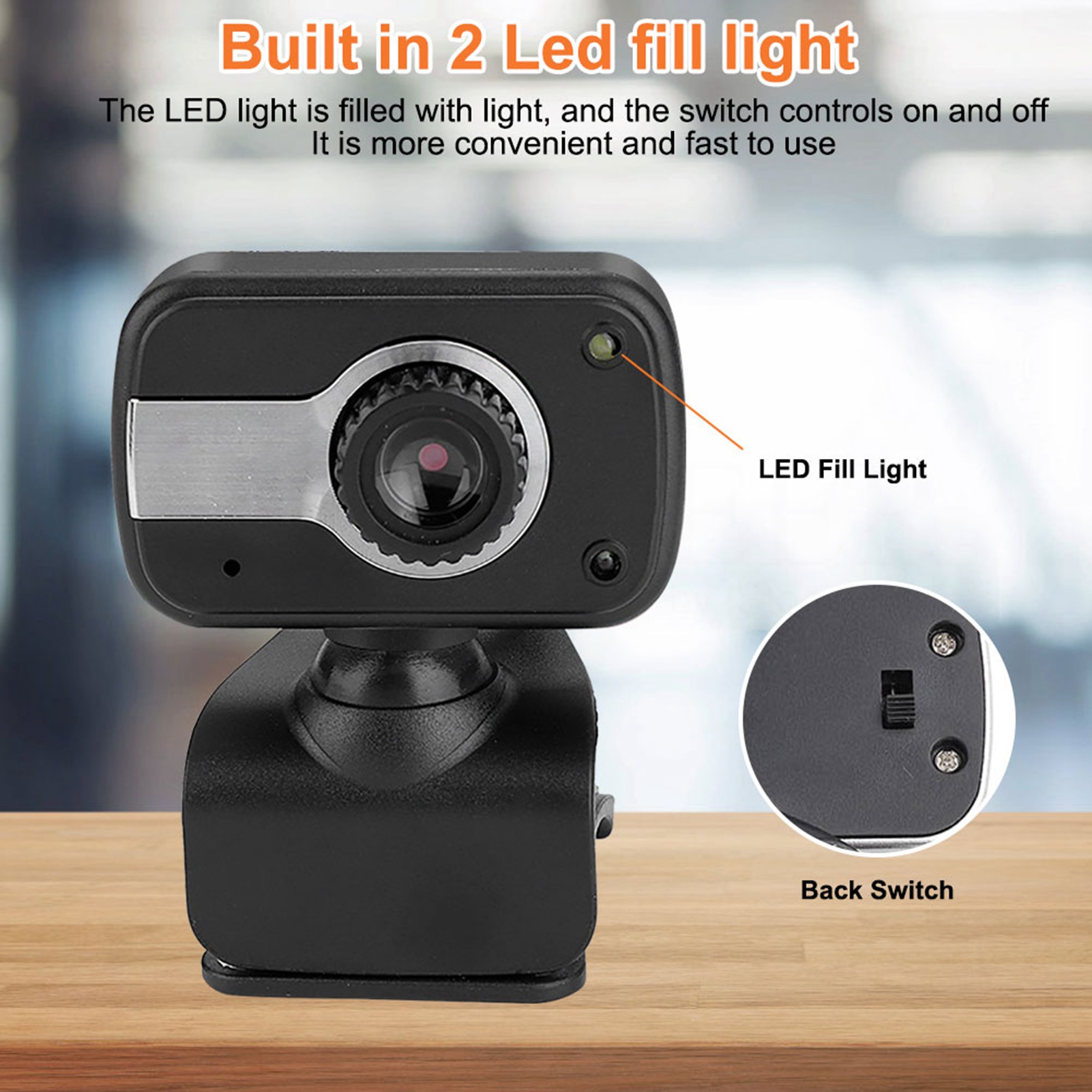 Protable USB Webcam with MIC 0.3MP 360 Degree Rotation for MSN / ICQ Night Vision for Laptop PC Zoom Skype Plug Play Clip Mount