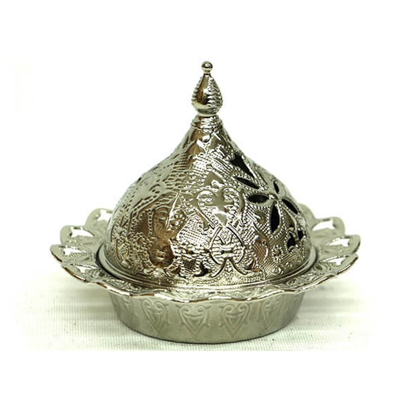 Delight En Suiker Kom Grote Kleine Size Goud Zilver Turkse Decoratieve Authentieke Middeleeuwse Stijl Bruiloft Thuis: Silver (Big Size)