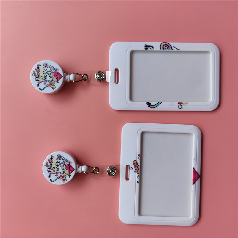 Doctor Nurse Cute Name ID Badge Holder Hard Case with Neck Lanyard Bus Card Holder Keychain Strip Set for Nurse Name Card Case