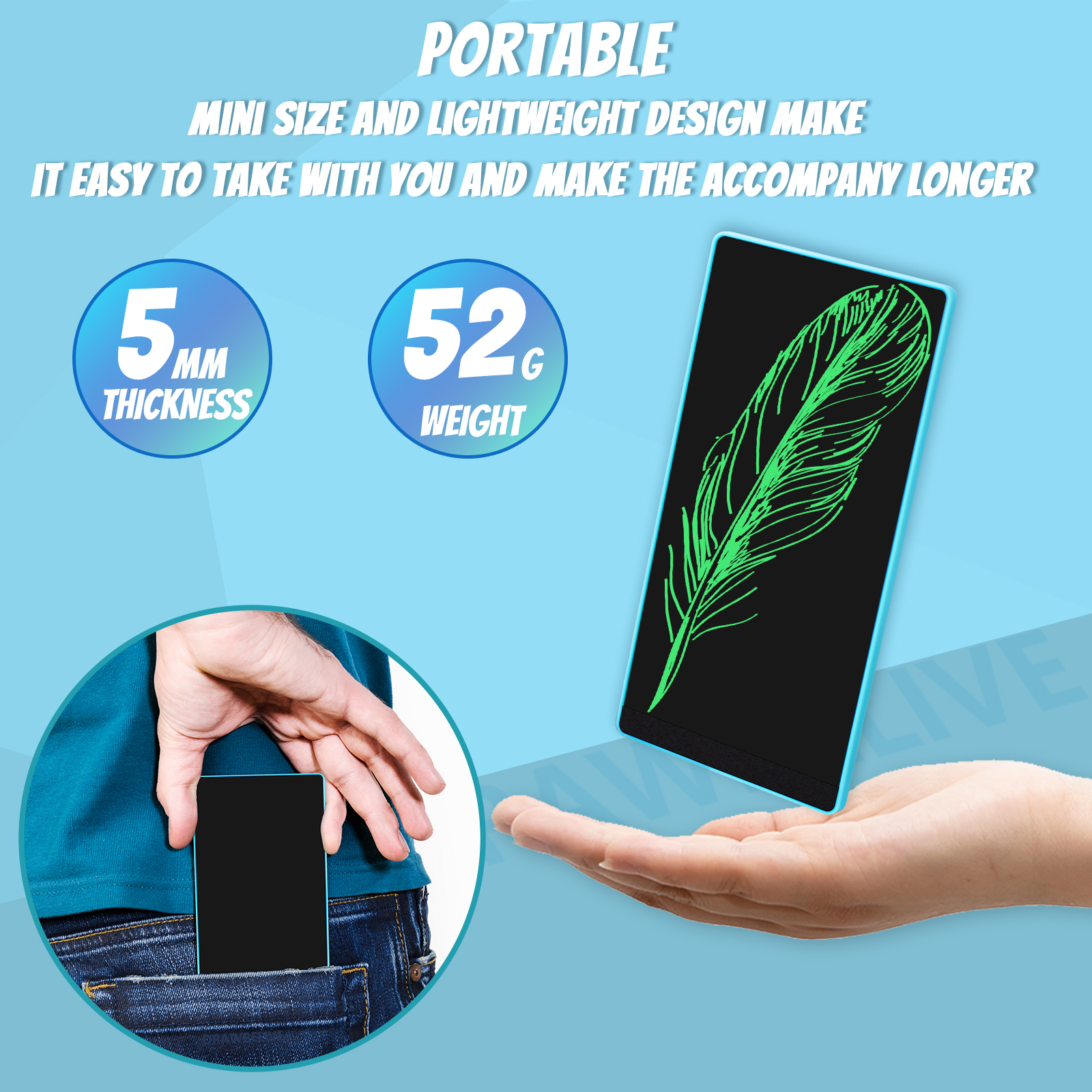 6.5 Inch Electronic Drawing Tablet LCD Writing Tablet Monochrome Handwriting Pad Mini Digital Doodle Board For Kids And Adults