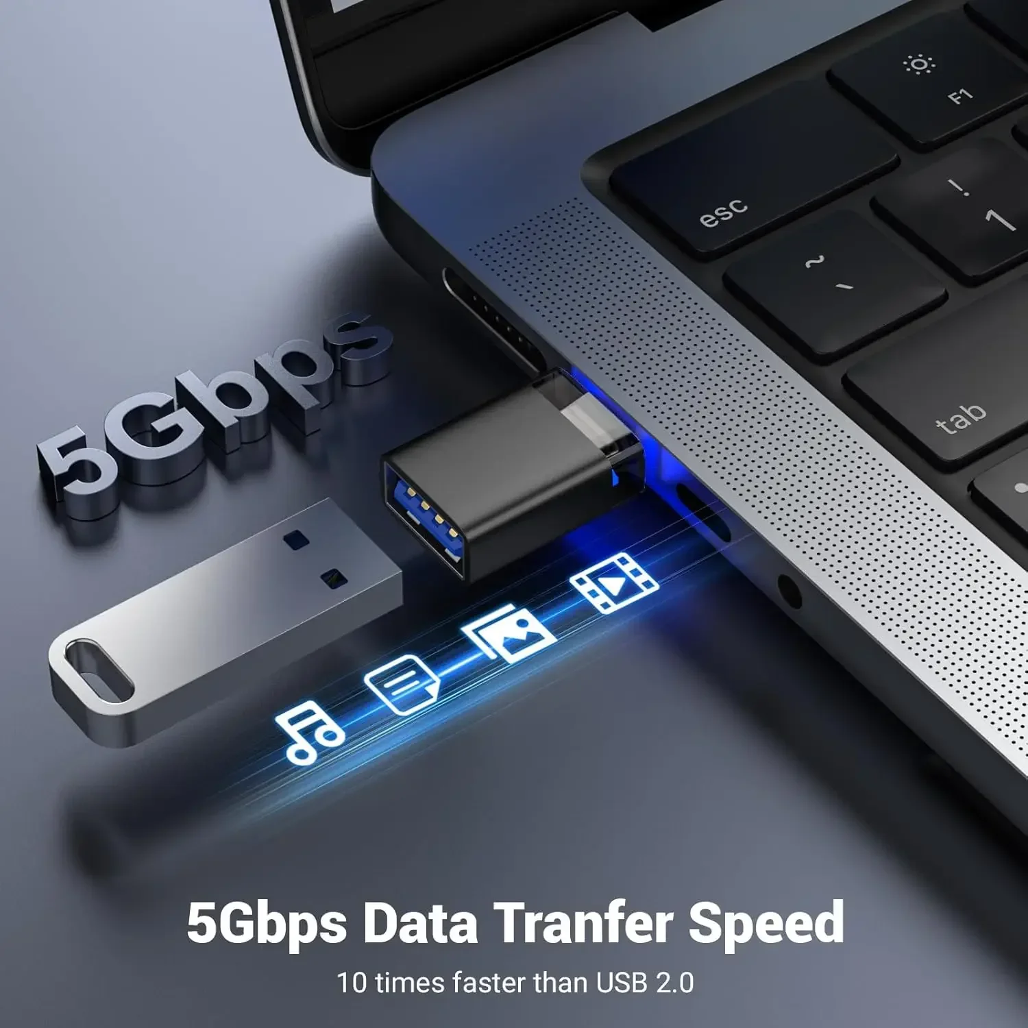 3-1Pcs Type C Male To USB-A 3.0 OTG Data Transfer Adapter Led USB-C to USB 3.0 Converter Phone Connector for Xiaomi Redmi Huawei