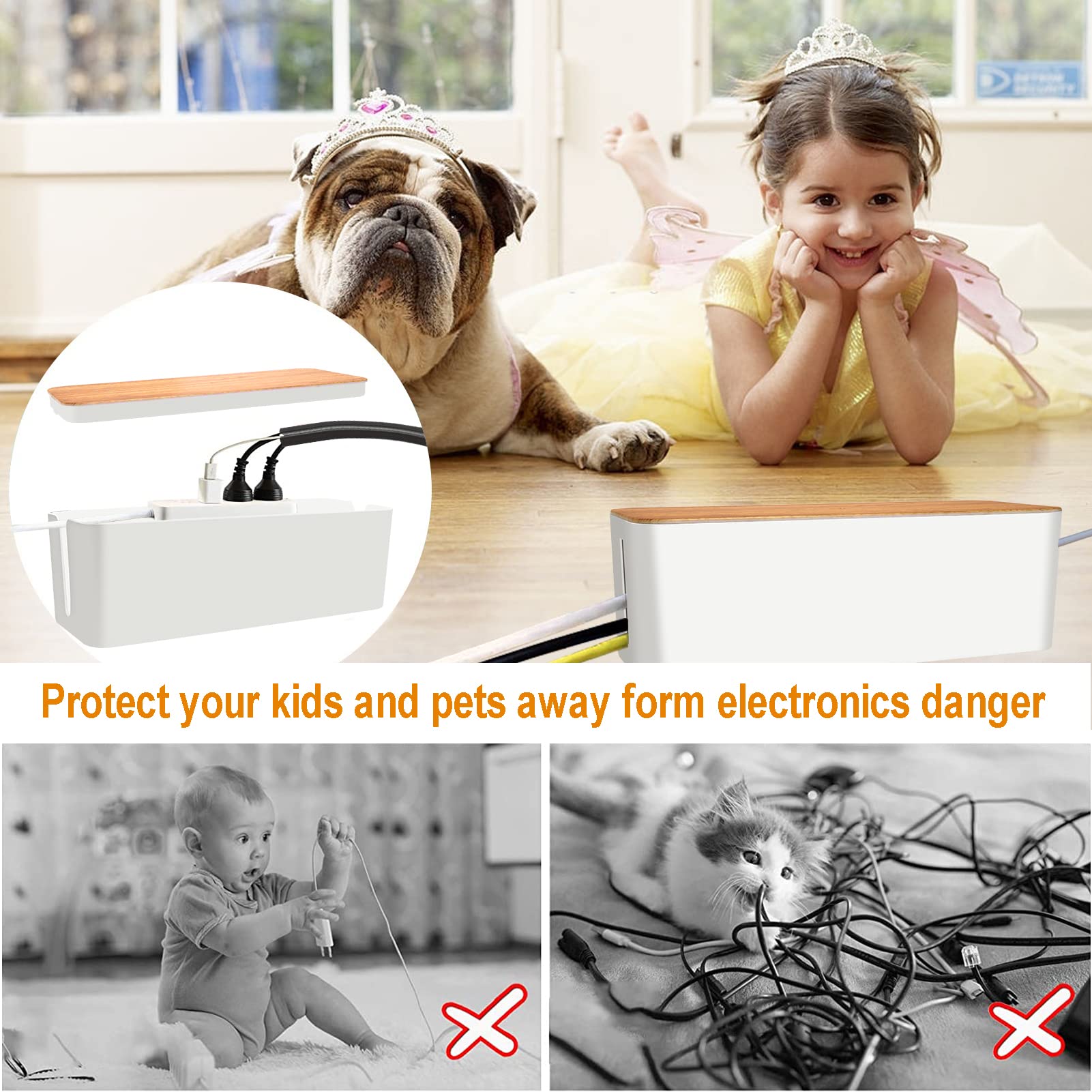 Caja de gestión de cables, kit de gestión de cables para regleta para ocultar cables, cajas organizadoras de cables, para el hogar y la oficina