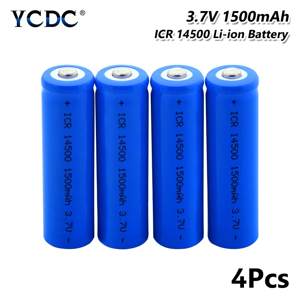1/2/4/6/8/10x Blauw Icr 14500 1500Mah Oplaadbare Batterijen 3.7V volt 14500 Li-Ion Lithium Batterij Langdurige Met Case Box: 4 pieces