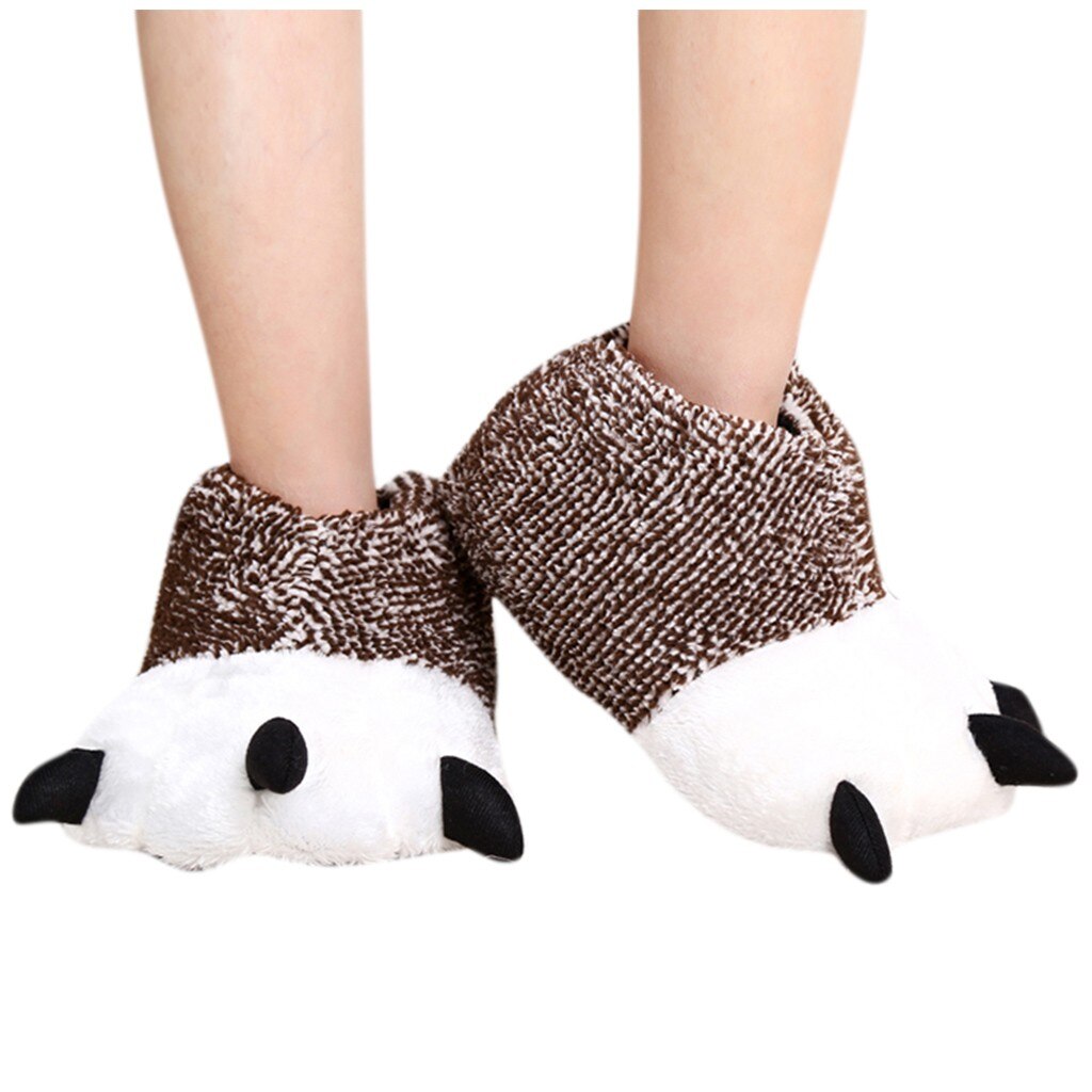 Winter Warm Soft Indoor Floor Funny Slippers Women Men Children Shoes Paw Animal Christmas Monster Dinosaur Claw Plush Home