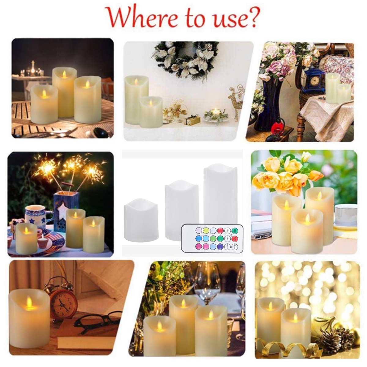 3Pcs LED Wax Candles Realistic Flickering Flames With Timer Function For Year Wedding Halloween Christmas Valentine's Day