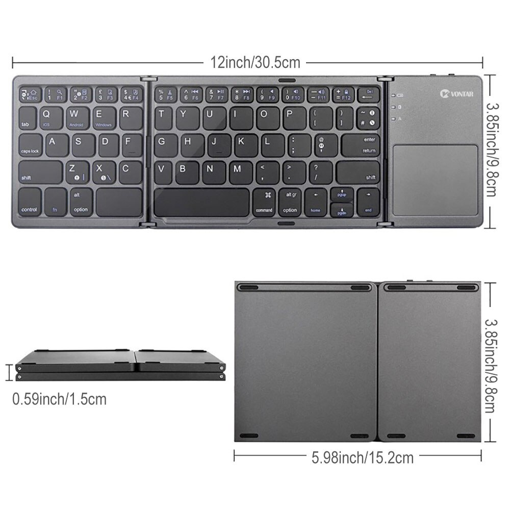 Tragbare Falten Bluetooth Mini Tastatur Faltbare Drahtlose Klavye Touchpad Russische En Tastatur für IOS/Android/Fenster ipad Tablette