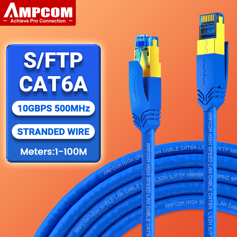 AMPCOM cat6a Ethernet Cable, Internet Network LAN Patch Cords, High Speed Computer Wire Rj45 Connectors for Router Modem