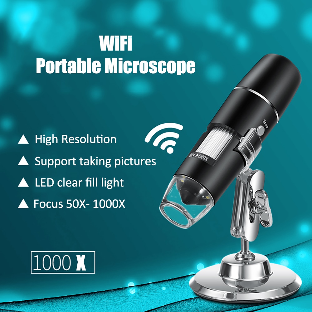 50X-1000X Usb Microscoop Wifi Digitale Microscoop Vergrootglas Camera 8LED Met Stand Voor Android Ios Iphone Ipad