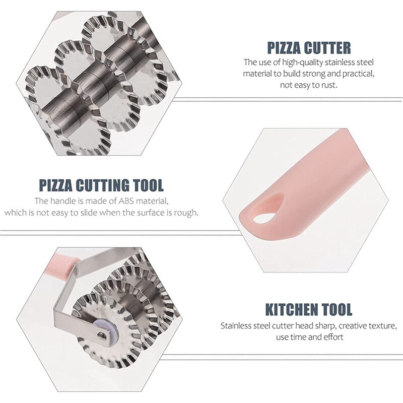 Praktische Pizza Cutter Edelstahl Pizza Rad Pizza Rolle 6 Räder Teig Cutter Küche Spielereien für Pizza Gebäck Kuchen