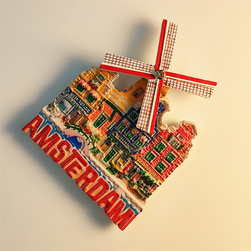 Holland,Amsterdam, Windmolen, 3d Stereoscopisch, Toeristische Souvenirs, Handgeschilderd, Decoratie Huis, Koelkast Magneten