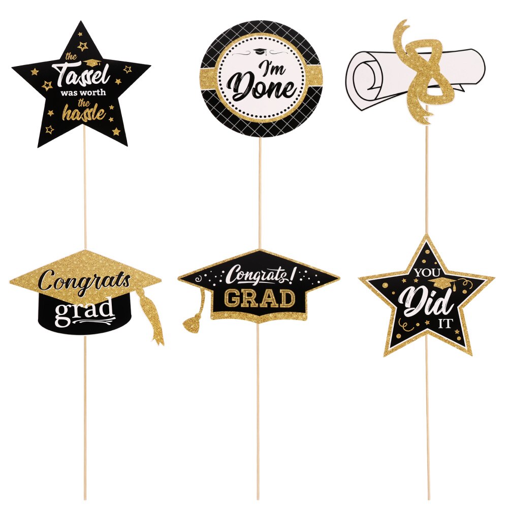 24 Pcs Memorable Layout Decorations Hand-held Party Props Graduation Photo Props