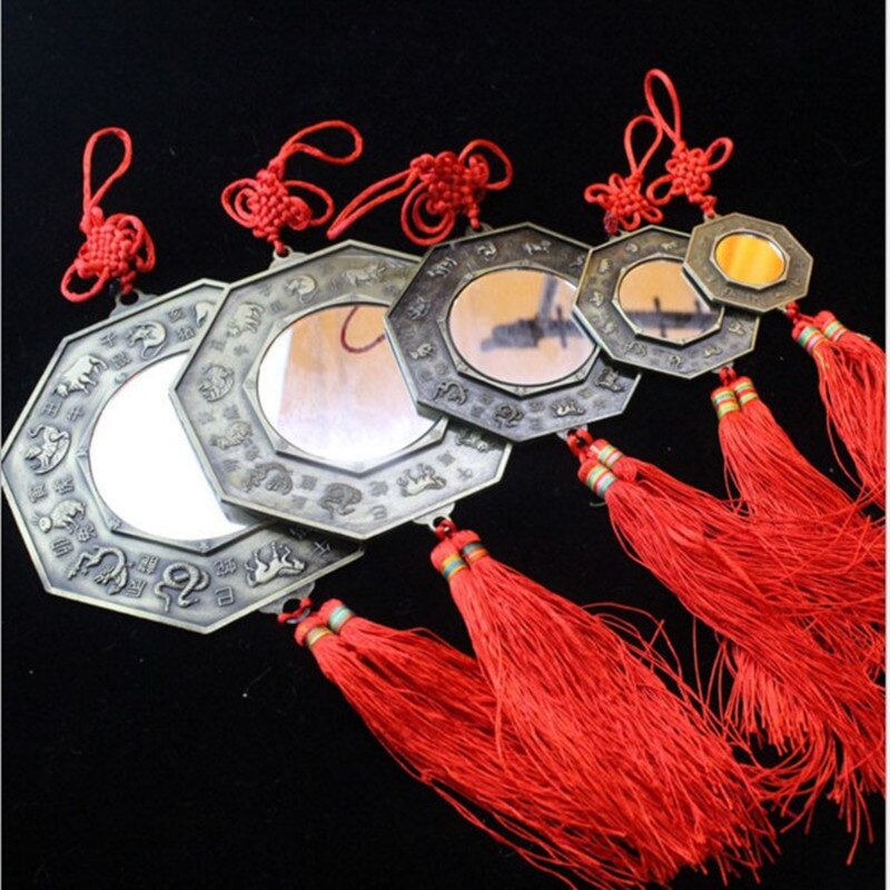 1PC Chinese Feng Shui Bagua Mirror Yin Yang Bagua Mirror with Chinese Knot Good Luck Fortune Prayer Blessing Hanging Decor