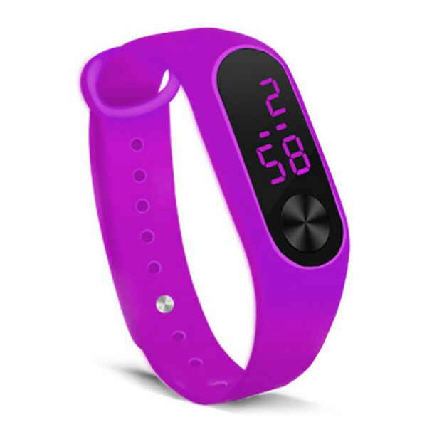 Silicone LED Display Waterproof Watch Digital Wristwatch Kids Students LXH: Purple 
