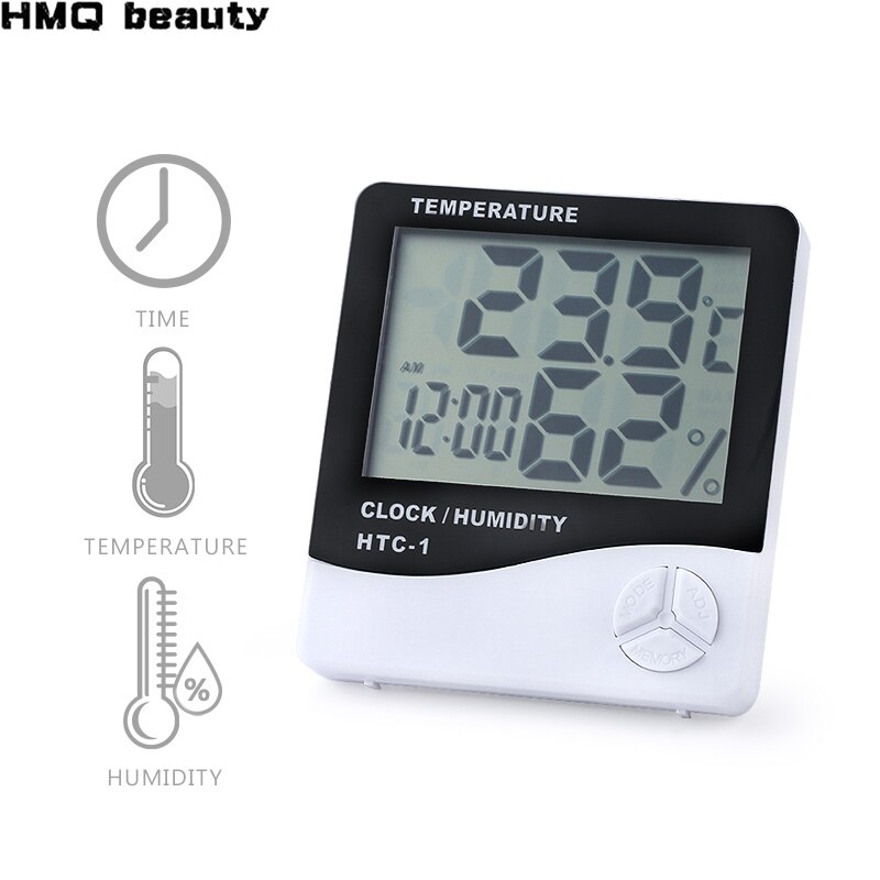 Thermomètre numérique pour Extension de cils, hygromètre électronique LCD, température, humidité, compteur de cils, horloge météo: Default Title