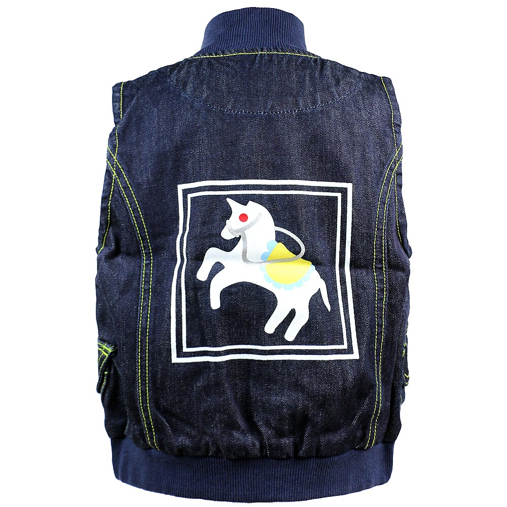 Children Boy's Denim Vests Casual Print Hooded Denim Outerwear Vests Boys Vest Boys Waistcoat Boys Jacket 5-12Y 4J0515