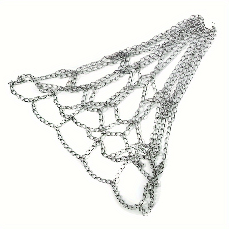 Outdoor Galvanized Steel Chain Net Durable Basketball Target Net Basketball Classic Sport Steel Chain Basketball Net: WHITE