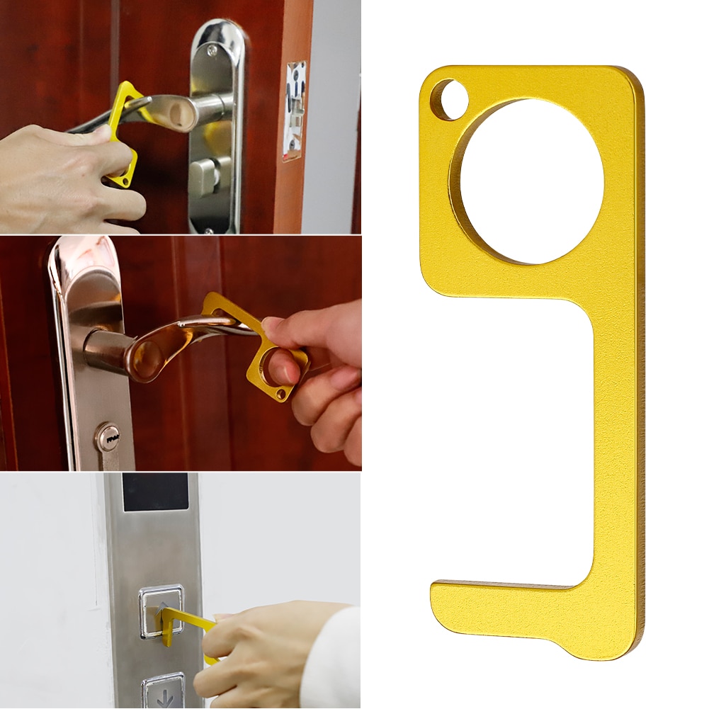 Commande manuelle antibactérienne en laiton, ouvre-porte EDC, poignée d'ascenseur, clé de maison, outil manuel de sécurité sans Contact,