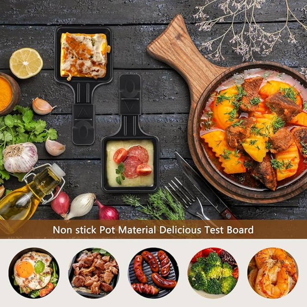 4pcs Square Shape Cheese Melting Pans and Shovel Mini Non-stick Universal Electric Grill Cheese Egg Pan Family Party Baking Tool